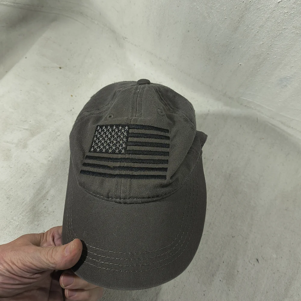 Men's Adjustable Charcoal Grey Black And Grey American Flag Cap By Cap America